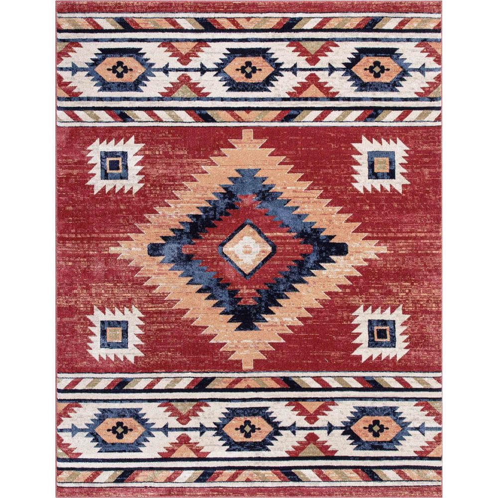 Woven rug blanket red maroon blue yellow white on sale pink black stripes southwestern d