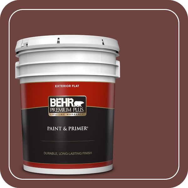 BEHR PREMIUM PLUS 5 gal. #ECC-31-3 Autumn Leaves Flat Exterior Paint & Primer