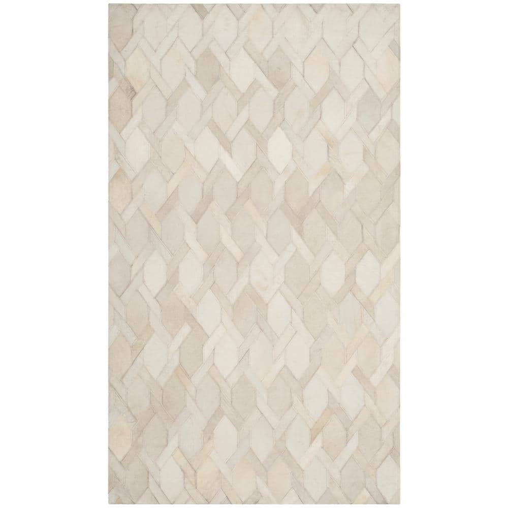 SAFAVIEH Studio Leather Ivory Doormat 3 ft. x 5 ft. Abstract Geometric