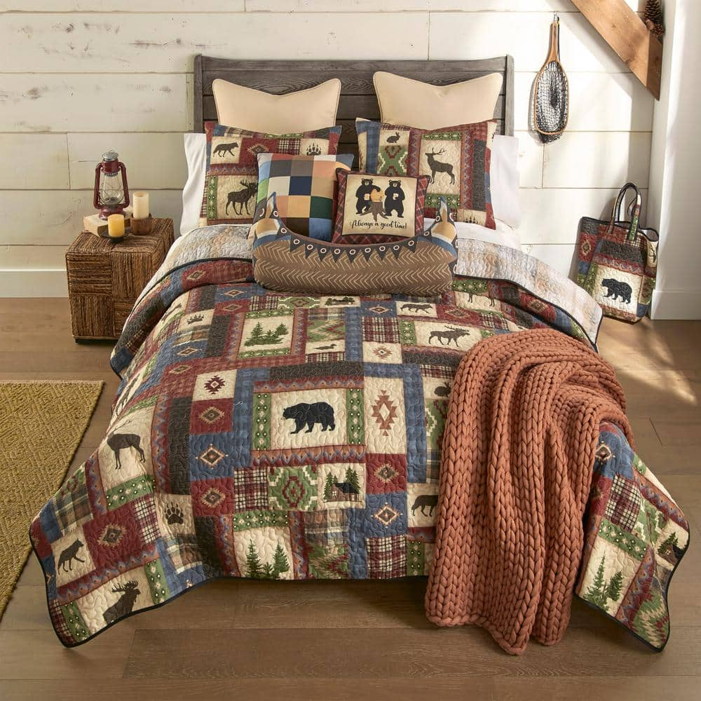 DONNA SHARP Forest Weave Beige Microfiber Queen Quilt Set (3-Piece) Y20076  - The Home Depot