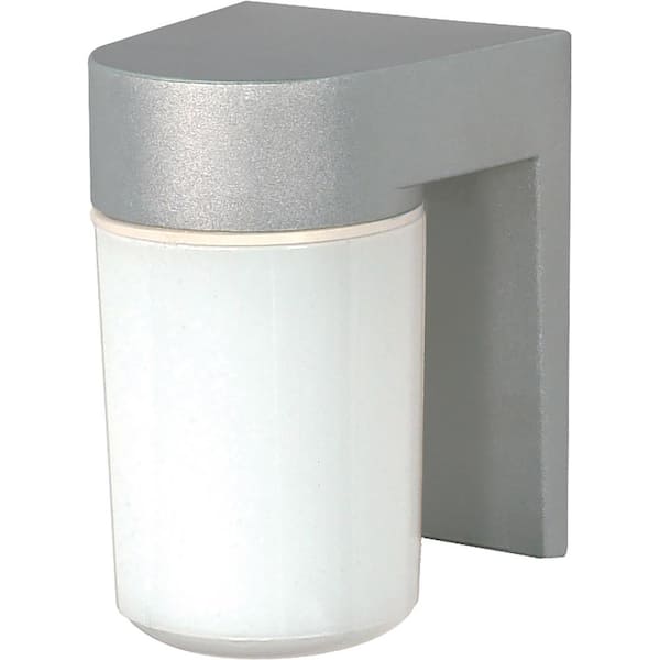SATCO Nuvo Satin Aluminum Outdoor Hardwired Wall Lantern Sconce with No Bulbs Included