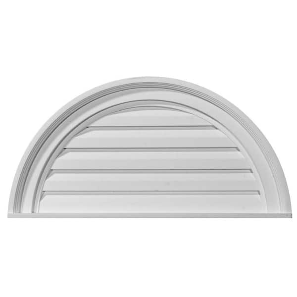 Ekena Millwork 24 in in. x 12 in. Half Round Primed Polyurethane Paintable Gable Louver Vent Non-Functional