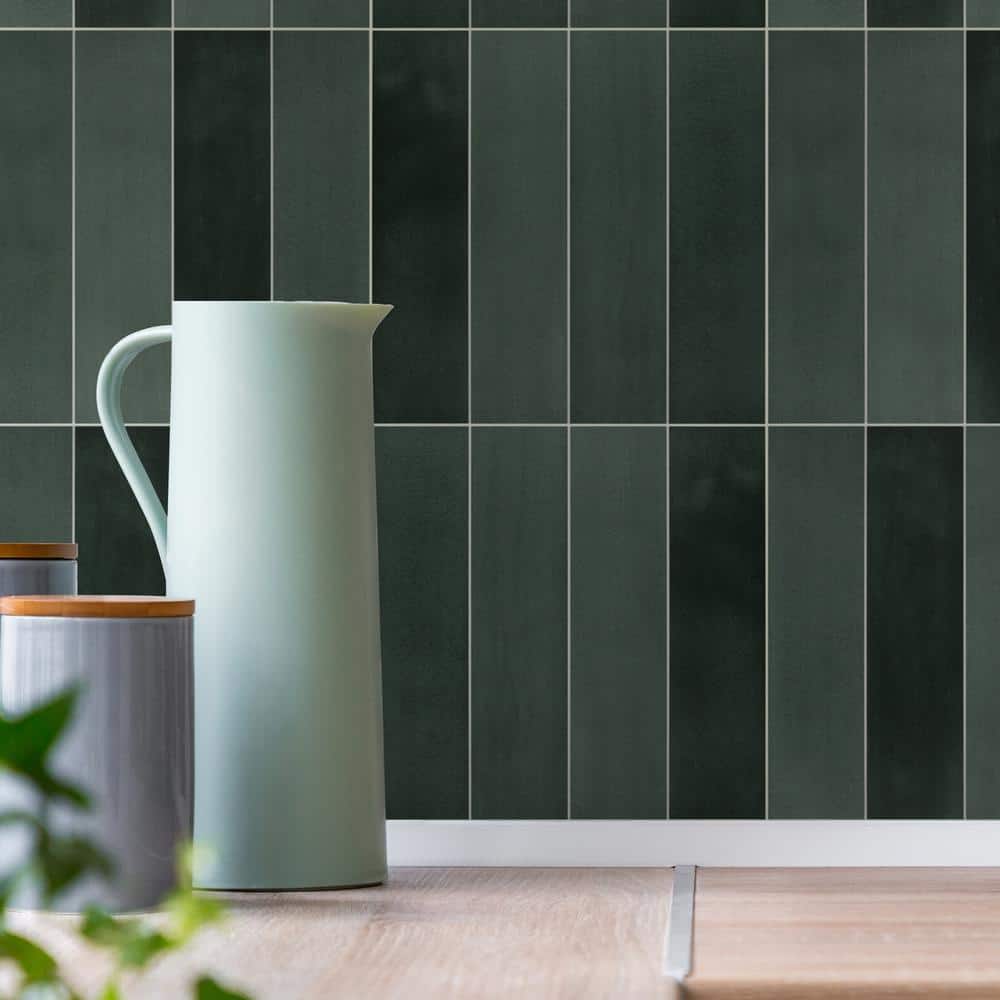 Green Stone Composite Peel and Stick Mosaic Tile Sheets
