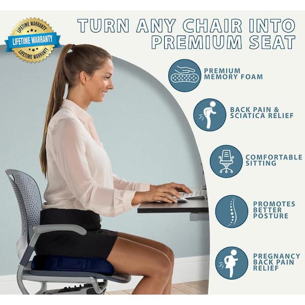 COMFILIFE Memory Foam Navy Premium Comfort Seat Cushion Chair Pad R-100-NVY  - The Home Depot