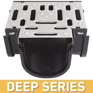 Deep Series Tee for 5.4 in. Trench and Channel Drain Systems w/ Stainless Steel Grate