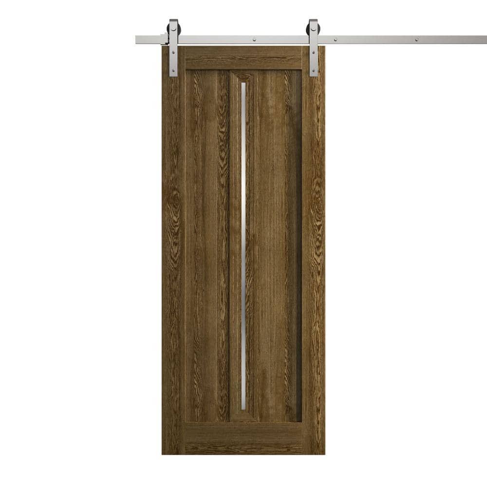 Assembly Required 42 in. x 96 in. Frosted Glass Marble Oak Solid Wood Single Barn Door Slab With Hardware price history on PriceWatchPro