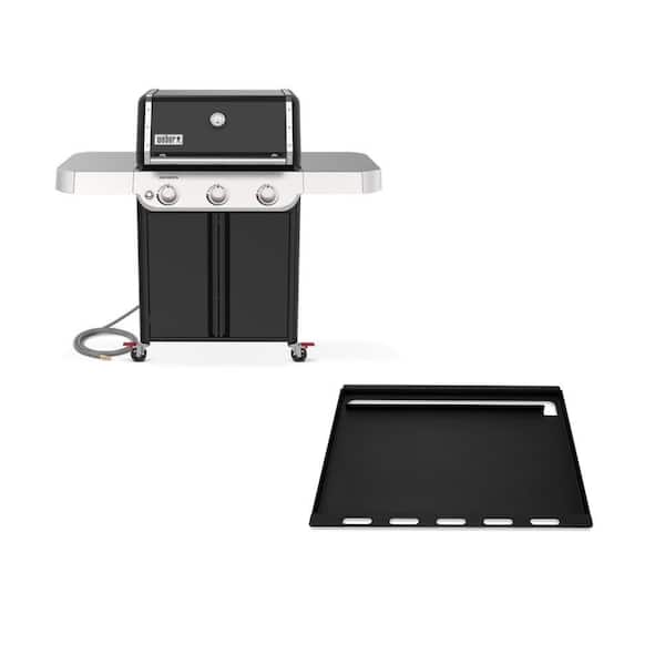 Genesis E-315 3-Burner Natural Gas Grill in Black with Full Size Griddle Insert