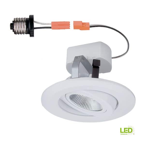 Commercial Electric 4 in. White Integrated LED Recessed Gimbal Trim