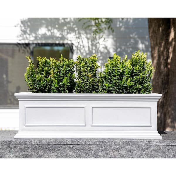Brixton Series 36 in. White Plastic Planter Box (2-Pack)
