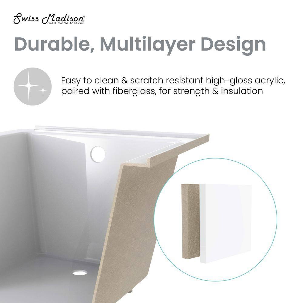 White Acrylic 30" Drop-In Bathtub with Glossy Finish
