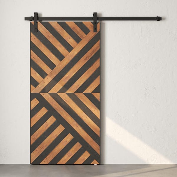 Urban Woodcraft Custom Stained 83 in. x 40 in. Malibu, Celestia Espresso, reclaimed wood, Sliding Barn Door with Hardware Kit