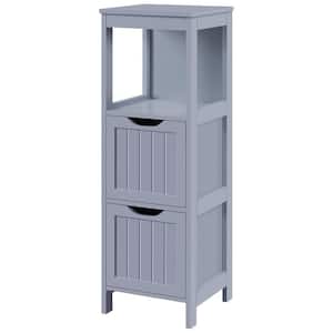 11.8 in. W x 11.8 in. D x 35 in. H Gray Bathroom Linen Cabinet Floor Cabinet with 2 Movable Drawers