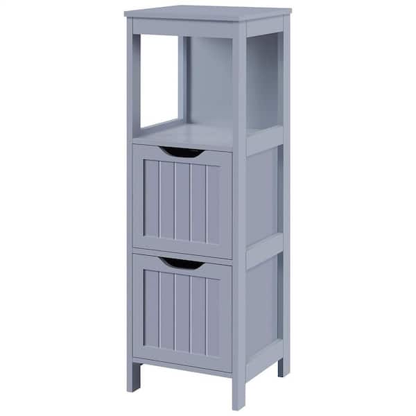 Cubilan 11.8 in. W x 11.8 in. D x 35 in. H Gray Bathroom Linen Cabinet Floor Cabinet with 2 Movable Drawers