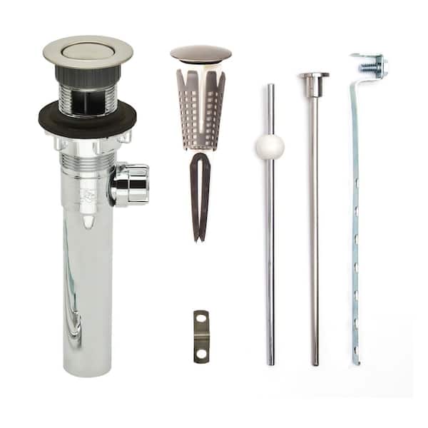 PF WaterWorks SinkSTRAIN Pop-Up Drain, Easy Remove Hair Catcher Stopper, Chrome ABS Body w/Overflow, 1.6-2" Sink Hole, Br. Nickel