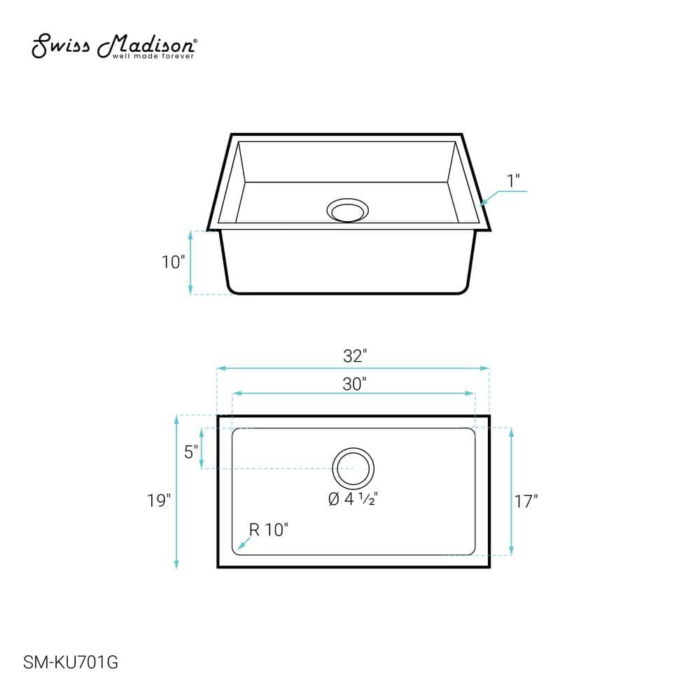 Rivage Gold Stainless Steel Single Basin Undermount Kitchen Sink
