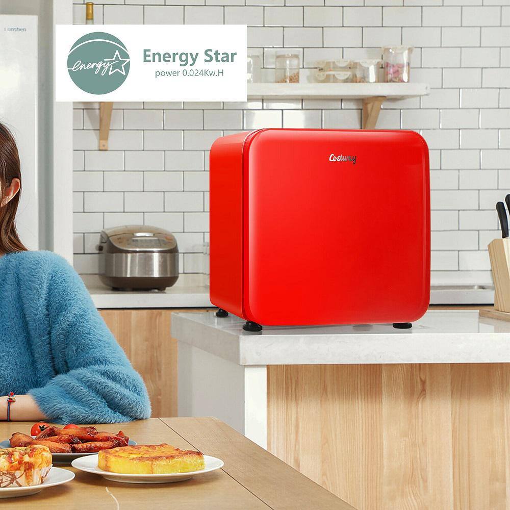 1.6 Cubic Feet Red Compact Mini Refrigerator with Reversible Door