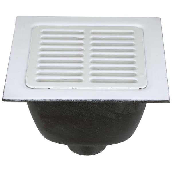 Zurn 12 in. x 12 in. Acid Resisting Enamel Coated Floor Sink with 3 in. No-Hub Connection and 6 in. Sump Depth