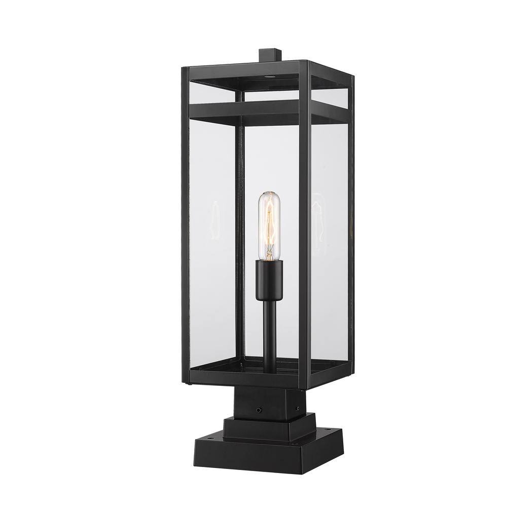 Nuri 23 in. 1-Light Black Aluminum Hardwired Outdoor Weather Resistant Pier