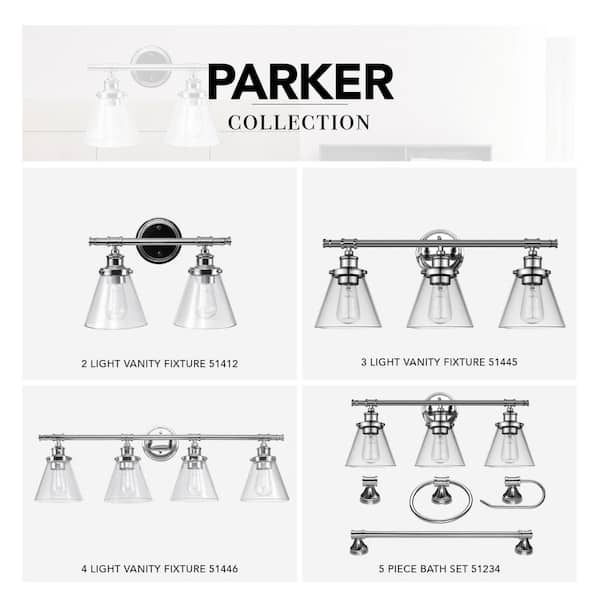 Globe Electric Parker 2 Light Chrome Vanity With Clear Glass Shades 51412 The Home Depot Globe Electric Parker 2 Light Chrome, Parker 2 Light Chrome Vanity With Clear Glass Shades