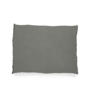 Edwards Grey Cotton Throw Blanket with Fringes