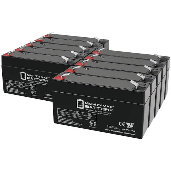 MIGHTY MAX BATTERY 6V 1.3AH SLA Replacement Battery compatible with Leoch DJW6-1.2 Tempest TR1.3-6 - 10 Pack