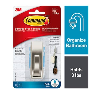 Command 6 lb. Satin Nickel Bath Cabinet Organizer (1 Organizer, 4 Water  Resistant Strips) BATH37-SN-ES - The Home Depot
