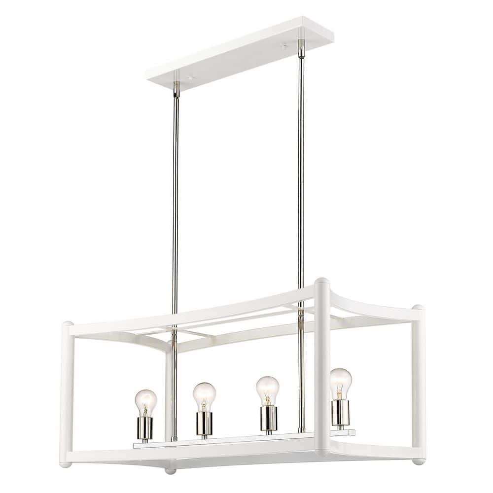 Contemporary Coyle 16'' Polished Nickel White Island Pendant