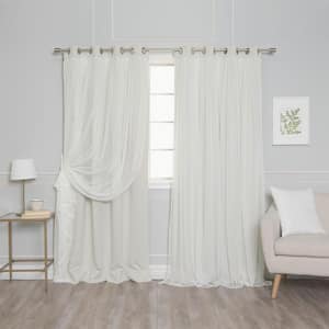 Ivory Lace Solid 52 in. W x 96 in. L Grommet Blackout Curtain (Set of 2)