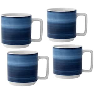 ColorStax Ombre Indigo 16 fl. oz. Blue Porcelain Mugs (Set of 4)