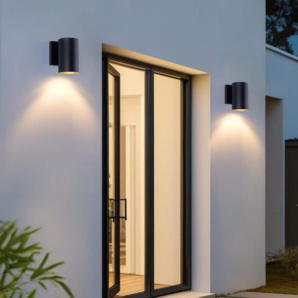 7 in. Black Outdoor Wall Sconce, 1-Light Exterior Wall Light, with Aluminum Cylinder for ‎Patio Pack of 2 price history on PriceWatchPro