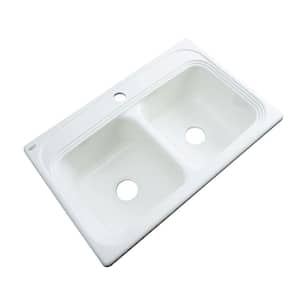 Chesapeake Drop-In Acrylic 33 in. 1-Hole Double Bowl Kitchen Sink in White