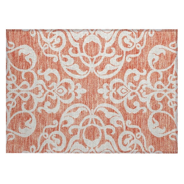 Chantille Machine Washable Indoor/Outdoor Abstract ACN973 Coral 1 ft. 8 in. x 2 ft. 6 in. Area Rug