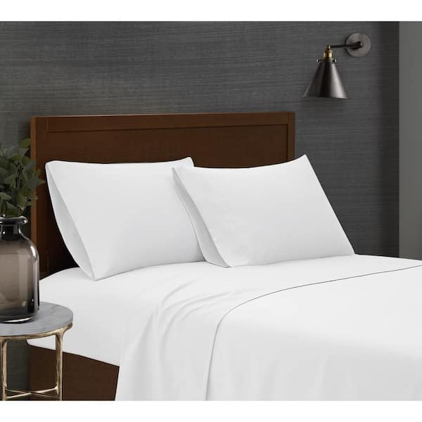 London Fog Garment Wash Solid 3-Piece White Microfiber Twin Sheet Set