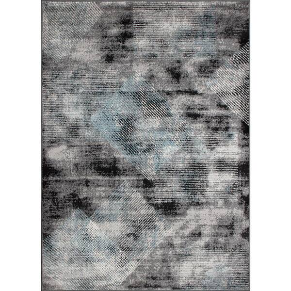 World Rug Gallery Black 7 ft. 10 in. x 10 ft. Contemporary Distressed
