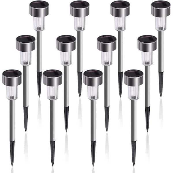 GIGALUMI Solar Cool White LED Path Light Stainless Steel (12-Pack)