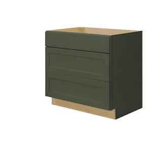 Avondale 36 in. W x 24 in. D x 34.5 in. H Ready to Assemble Plywood Shaker Cooktop Base Kitchen Cabinet in Fern Green