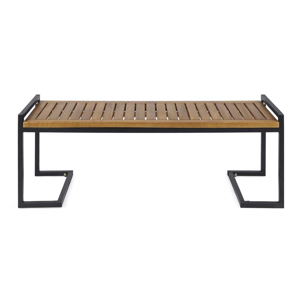 Teak Industrial Wood and Mental Bench for Backyard, Patio, Outdoor Lounge price history on PriceWatchPro