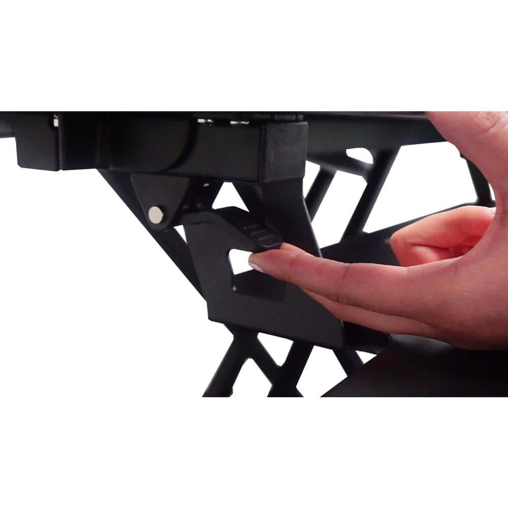 Black Steel Adjustable Standing Desk Converter with Keyboard Tray