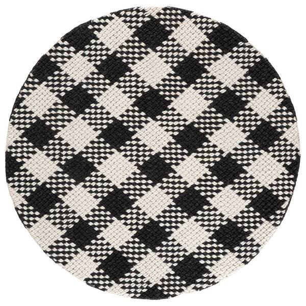 Natural Fiber Couture 6 ft. x 6 ft. Ivory/Black Check Round Rug