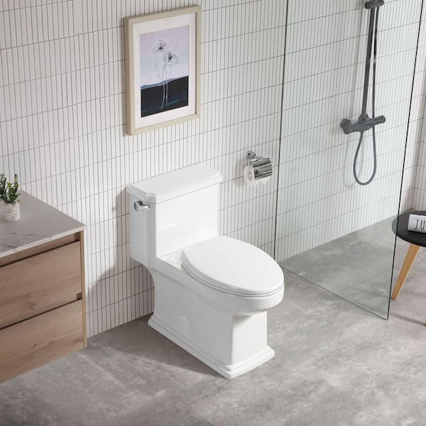 Staykiwi 12 in. 1-Piece, 1.1/1-Piece, 1.6 GPF Dual Flush Elongated Toilet in White, Seat Included