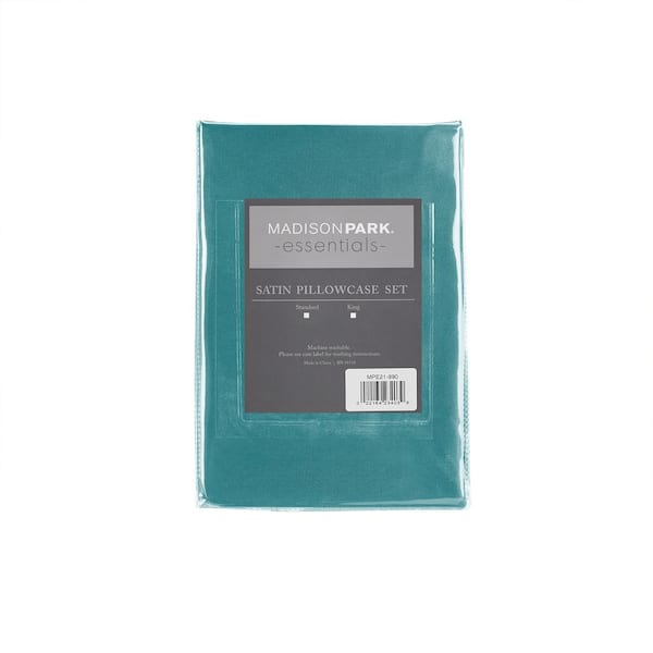 MADISDON PARK ESSENTIALS Satin 2-Piece Teal Microfiber King Luxury 2 PC Pillowcases