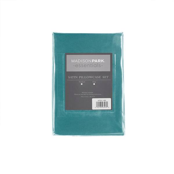 Madison Park Satin 2-Piece Teal Microfiber Standard Luxury 2 PC Pillowcases