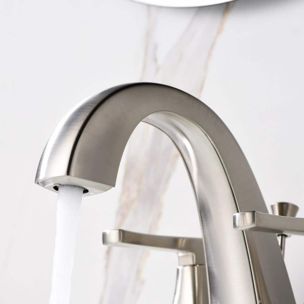 Brushed Nickel Two-Handle Centerset Bathroom Faucet