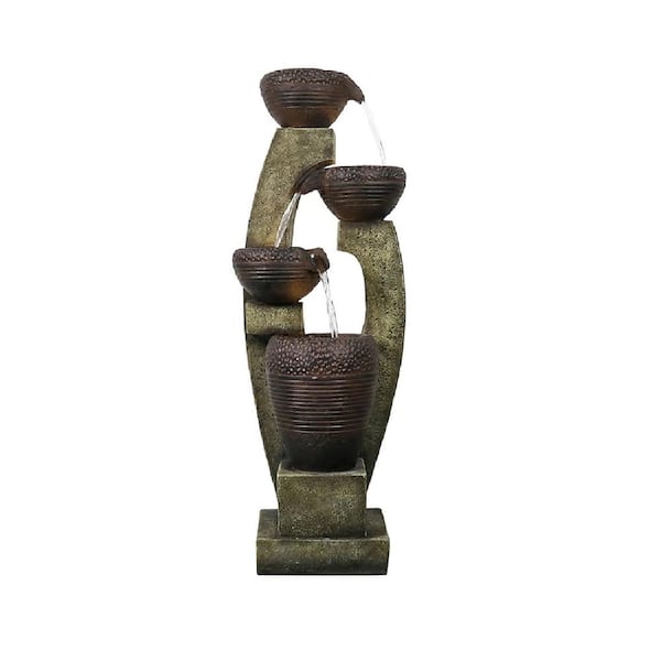 ITOPFOX 40 in. Tall Modern Waterfall Outdoor Garden Fountain with Contemporary Design for Patio Garden