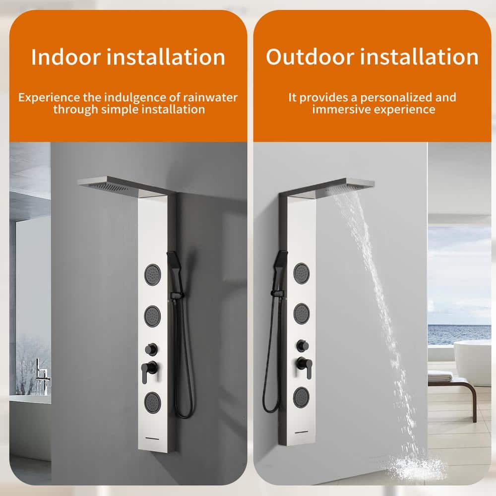 Black Nickel 57.99'' Shower Panel with Rainfall and Body Jets
