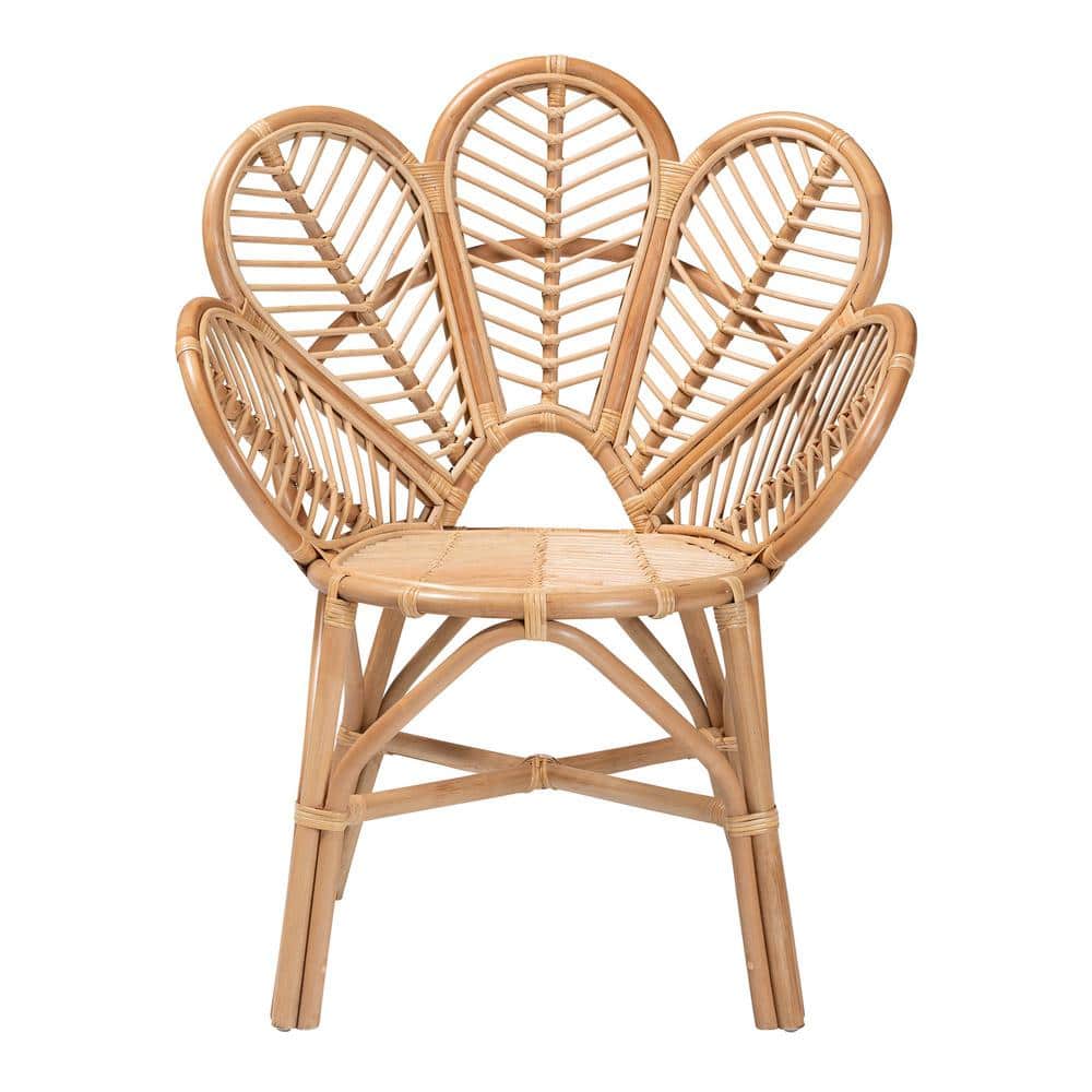 Eliava Natural Brown Handcrafted Rattan Geometric Accent Chair