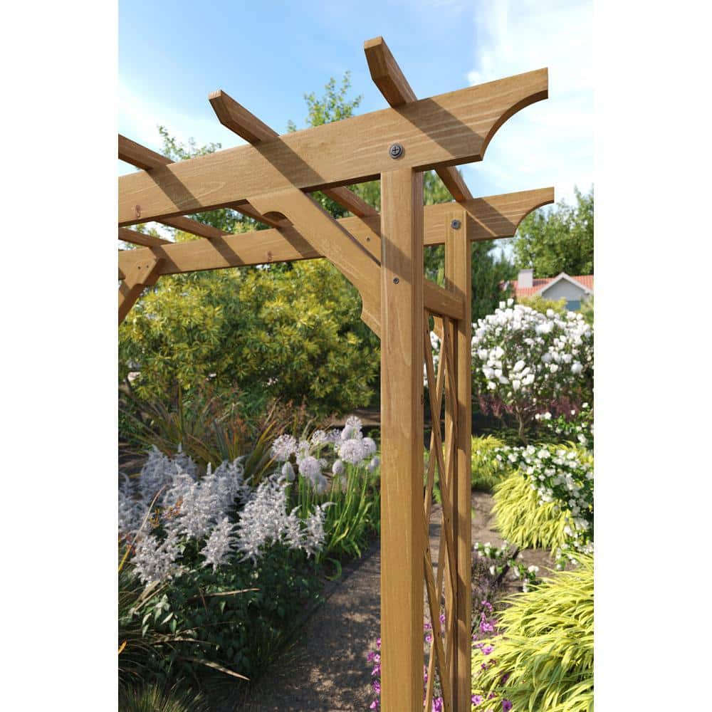 Golden Brown Cedar Garden Arbor with Lattice Panels