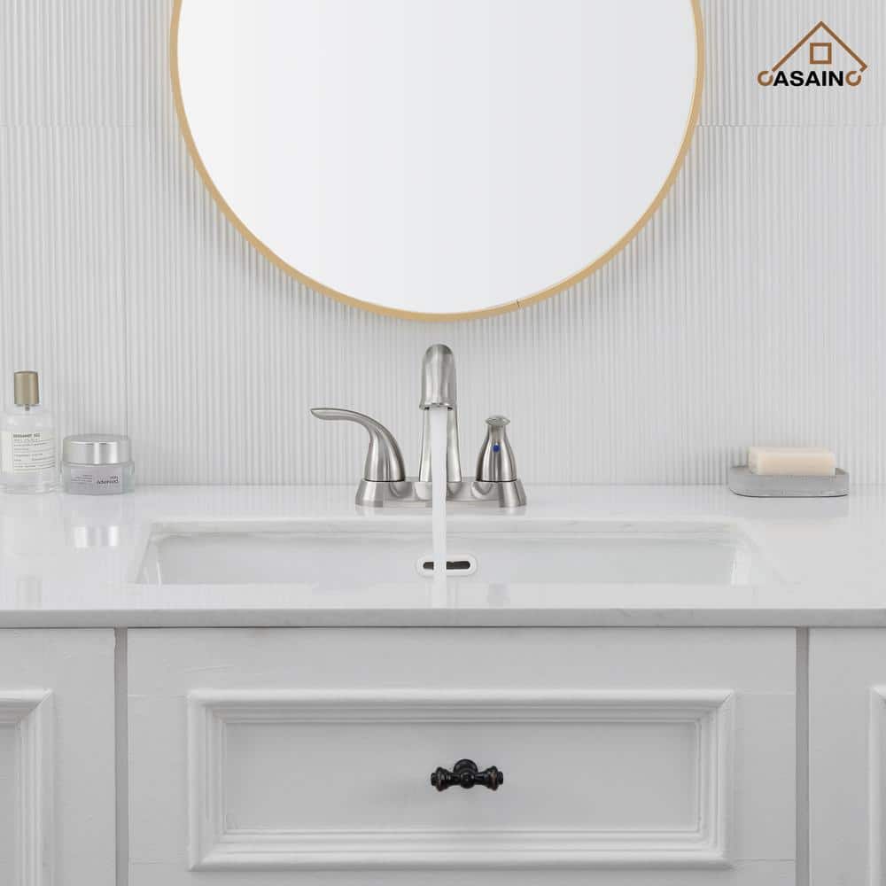 Brushed Nickel 2-Handle Centerset Bathroom Faucet with Pop-Up Drain