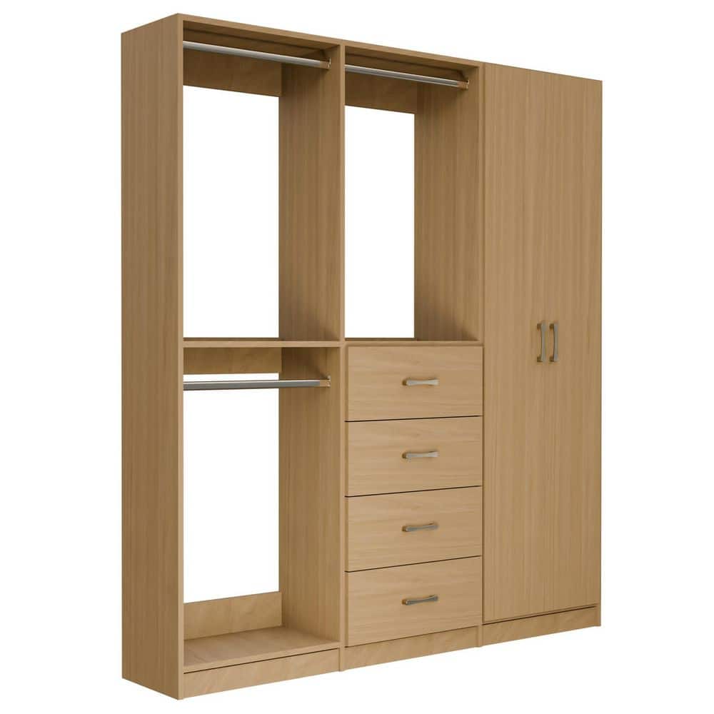 Alto Collection 100.5 in W Oak Wall Mounted Double Hang, 4-Drawer w Hang and Shelves w Full Doors Wood Closet System price history on PriceWatchPro