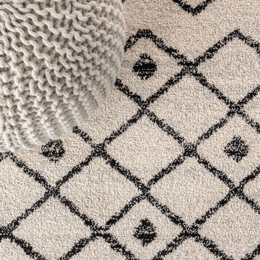 Aksil Moroccan Beni Souk 8' x 10' Cream & Black Area Rug